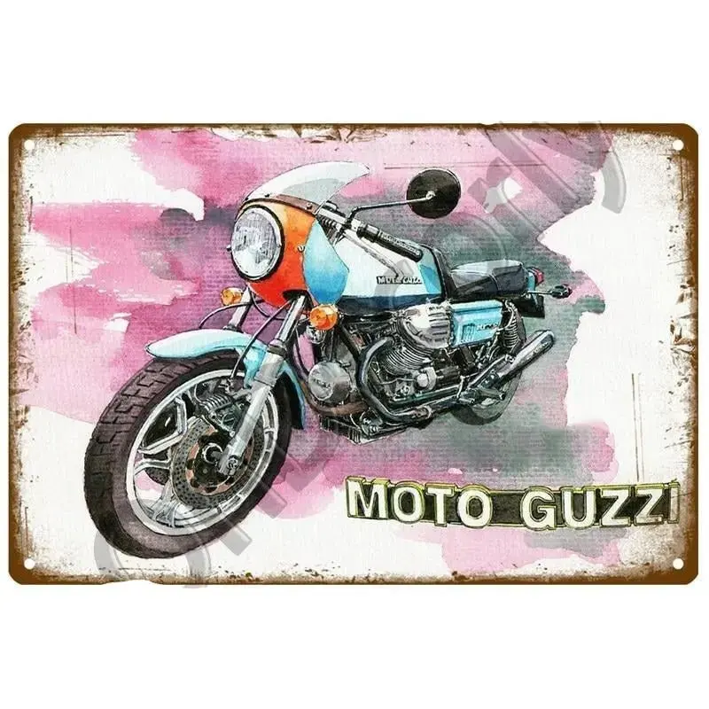 Plaque décorative métallique Moto Guzzi