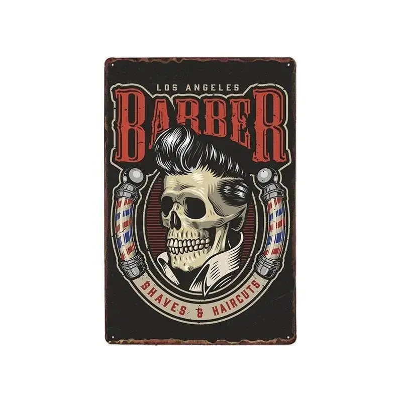 Plaque métallique décorative "BARBER SCHOOL"