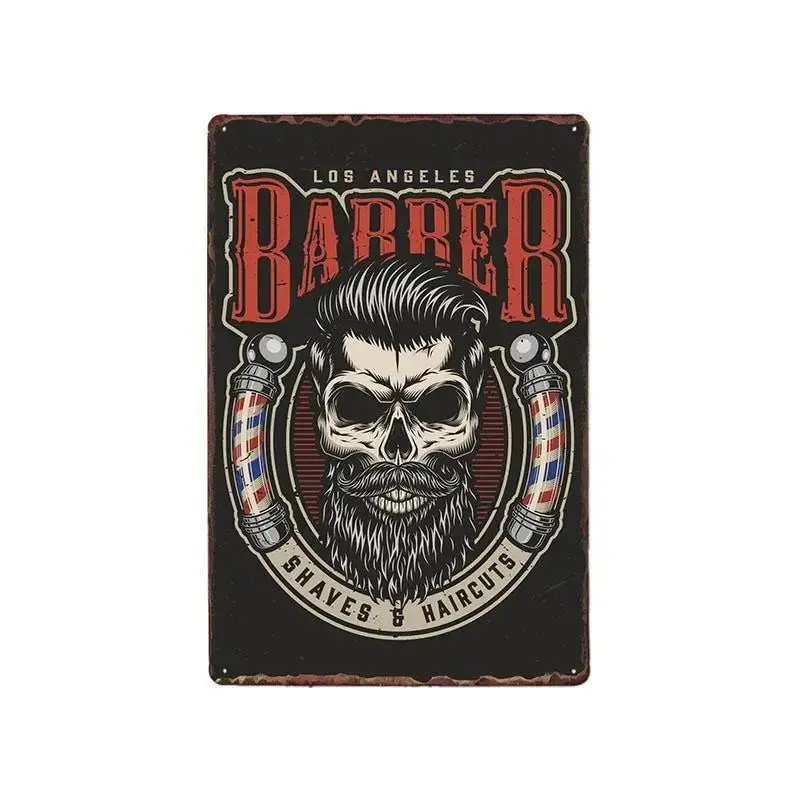 Plaque métallique décorative "BARBER SCHOOL"