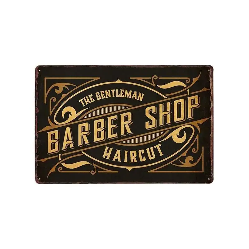 Plaque métallique décorative "BARBER SCHOOL"