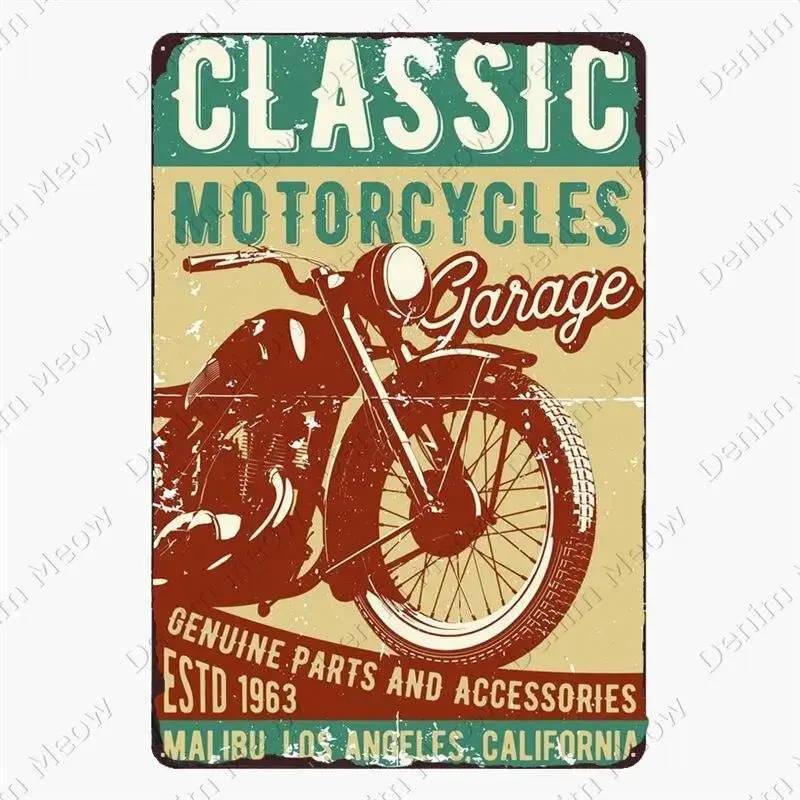 Plaque métallique décorative "Moto Garage"