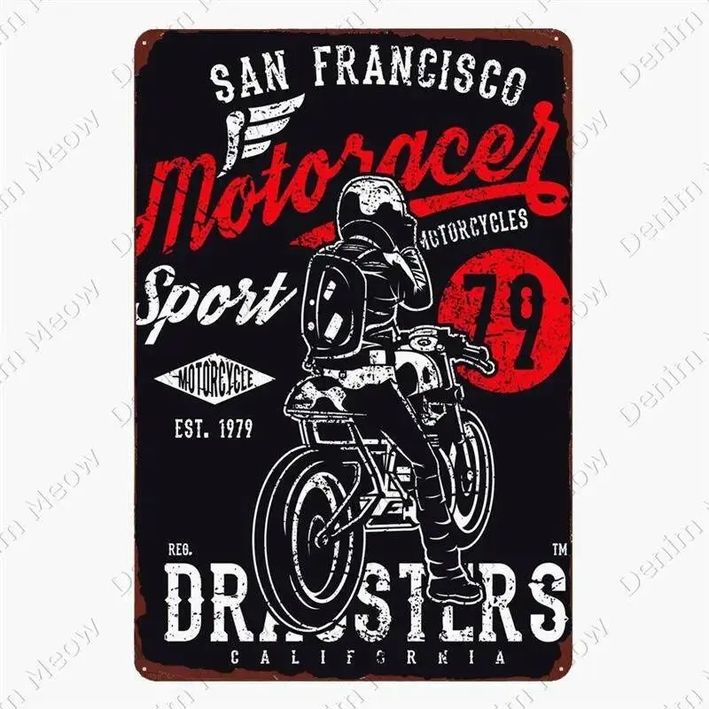 Plaque métallique décorative "Moto Garage"