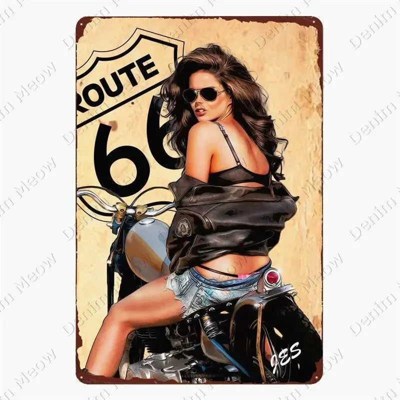 Plaque métallique décorative "Moto Garage"