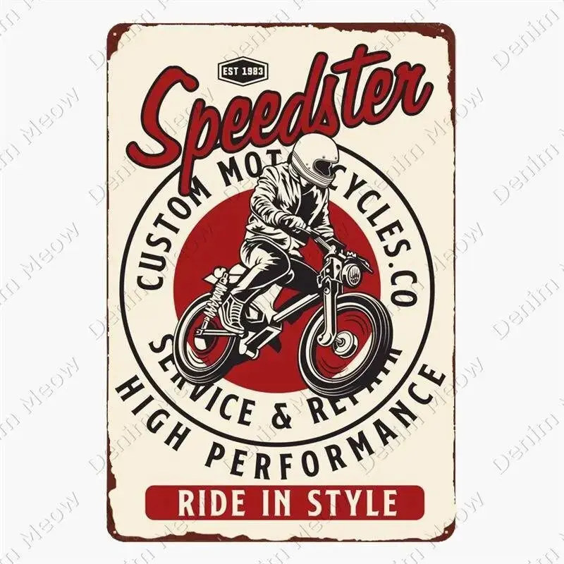 Plaque métallique décorative "Moto Garage"