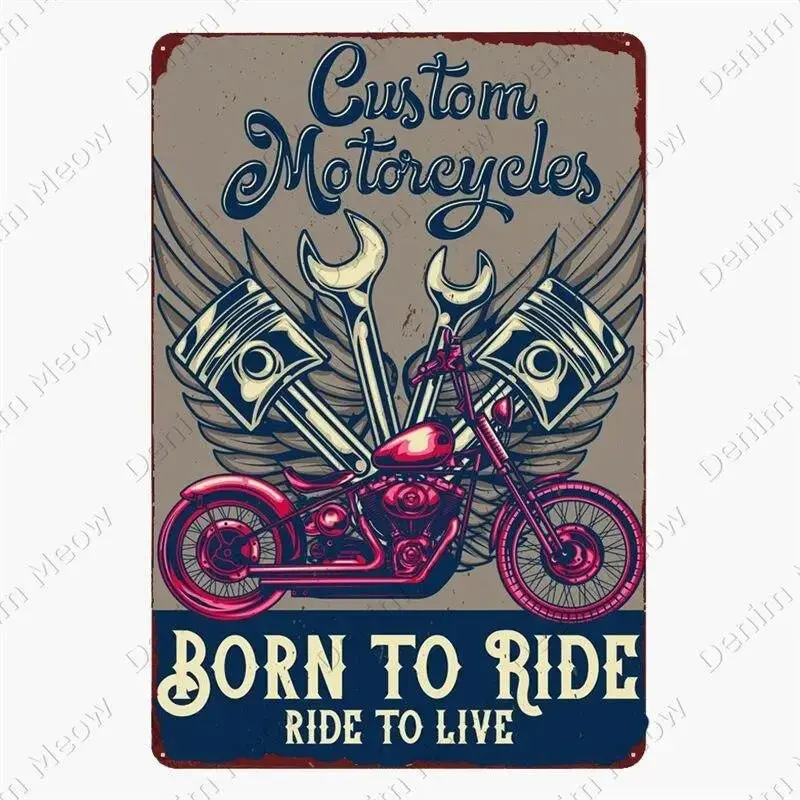 Plaque métallique décorative "Moto Garage"