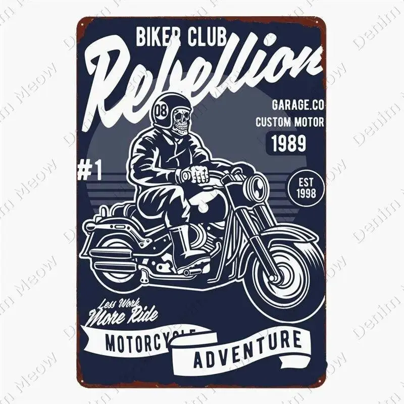 Plaque métallique décorative "Moto Garage"