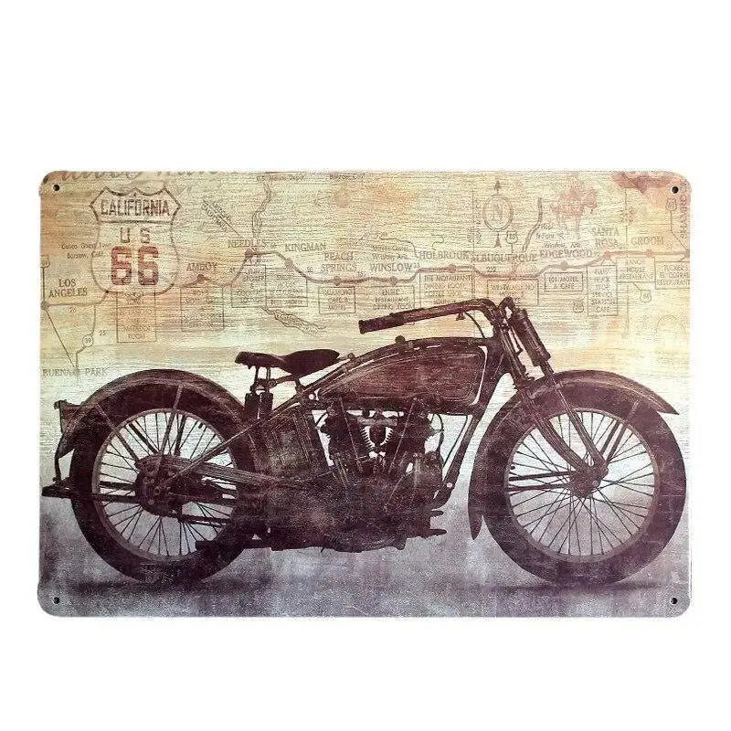 Plaque métallique décorative "Moto Garage"