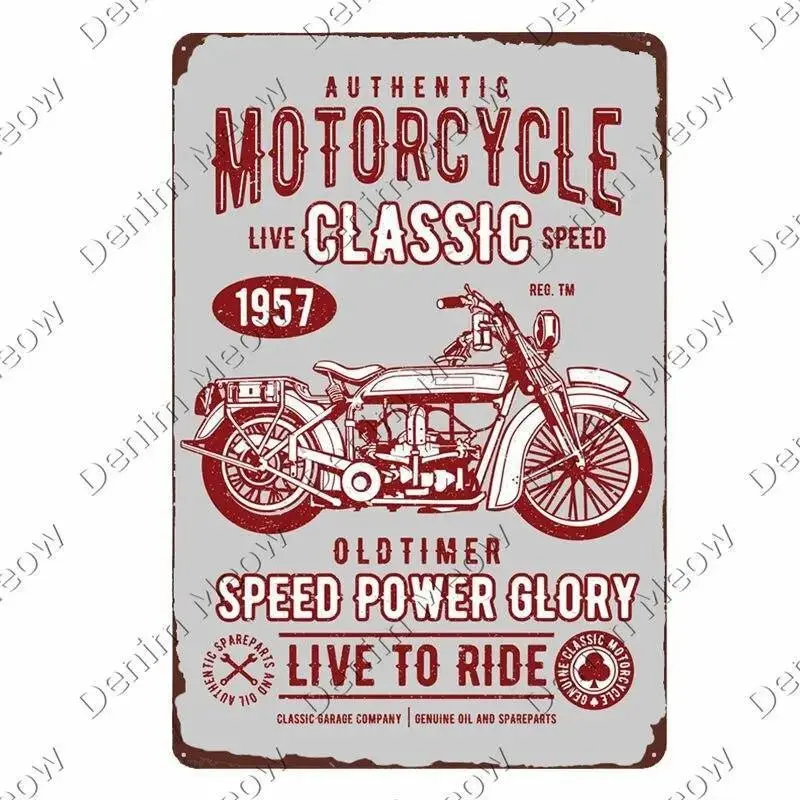 Plaque décorative métalique Moto Garage
