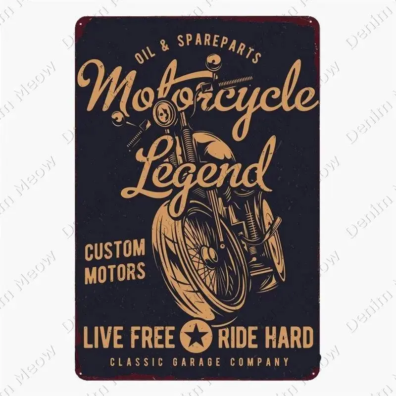 Plaque décorative métalique Moto Garage