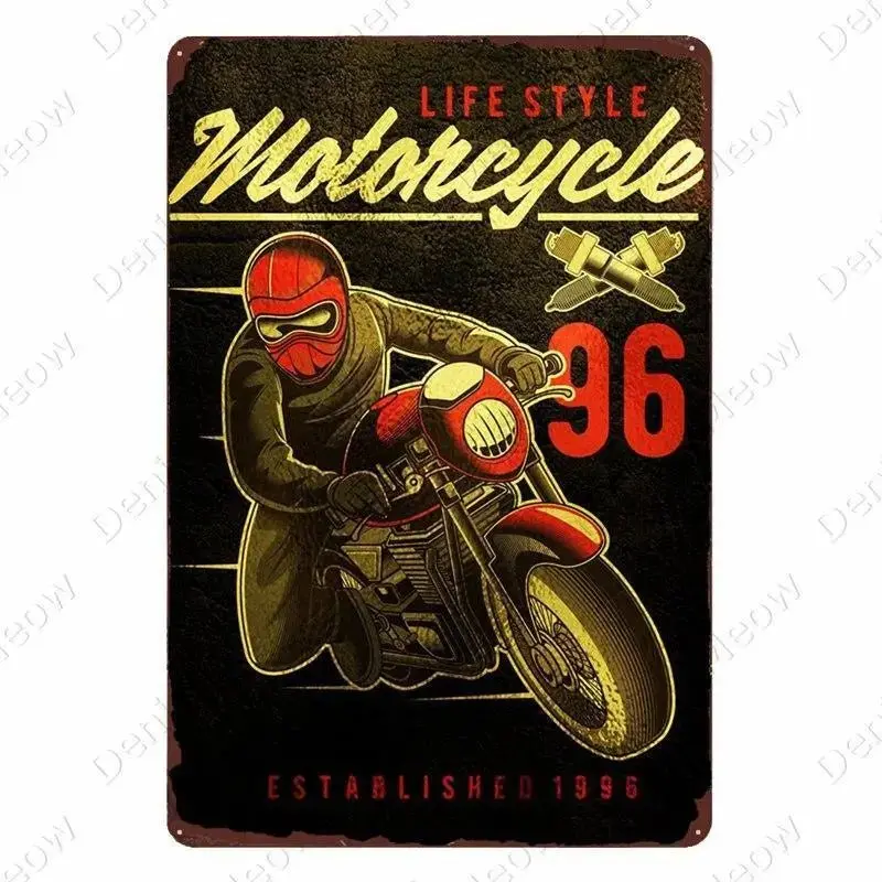 Plaque décorative métalique Moto Garage