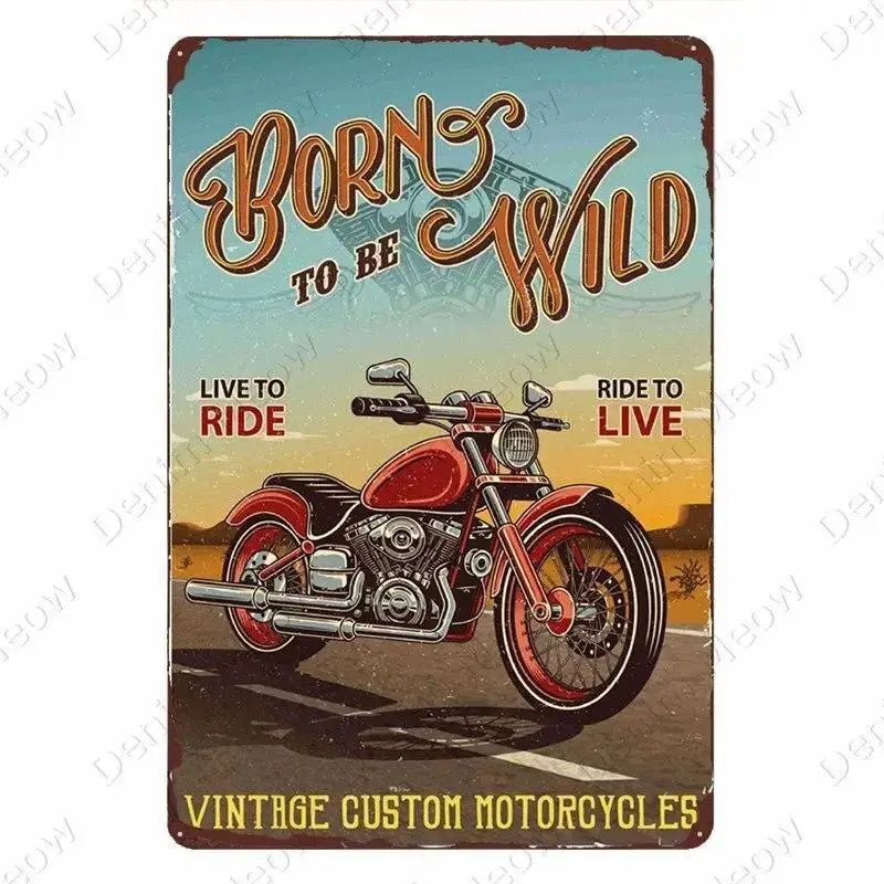 Plaque décorative métalique Moto Garage