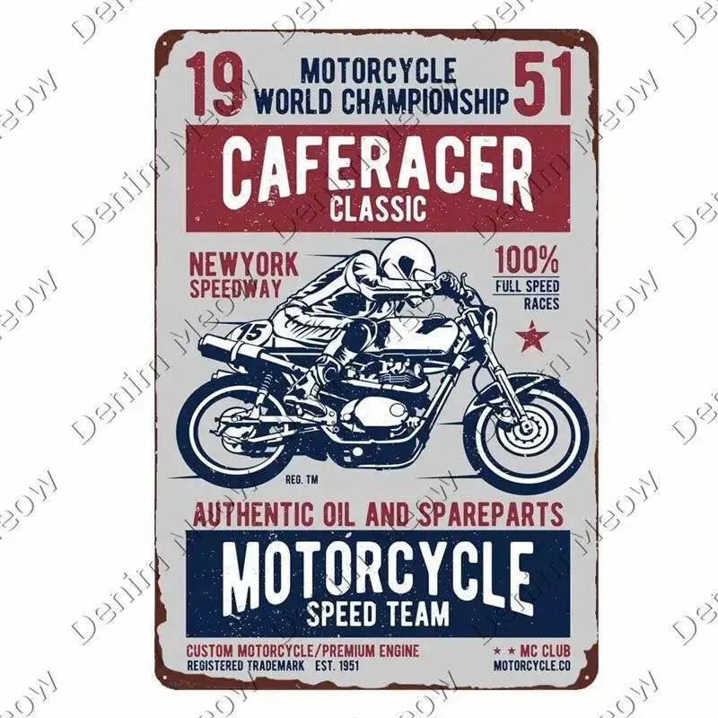 Plaque décorative métalique Moto Garage
