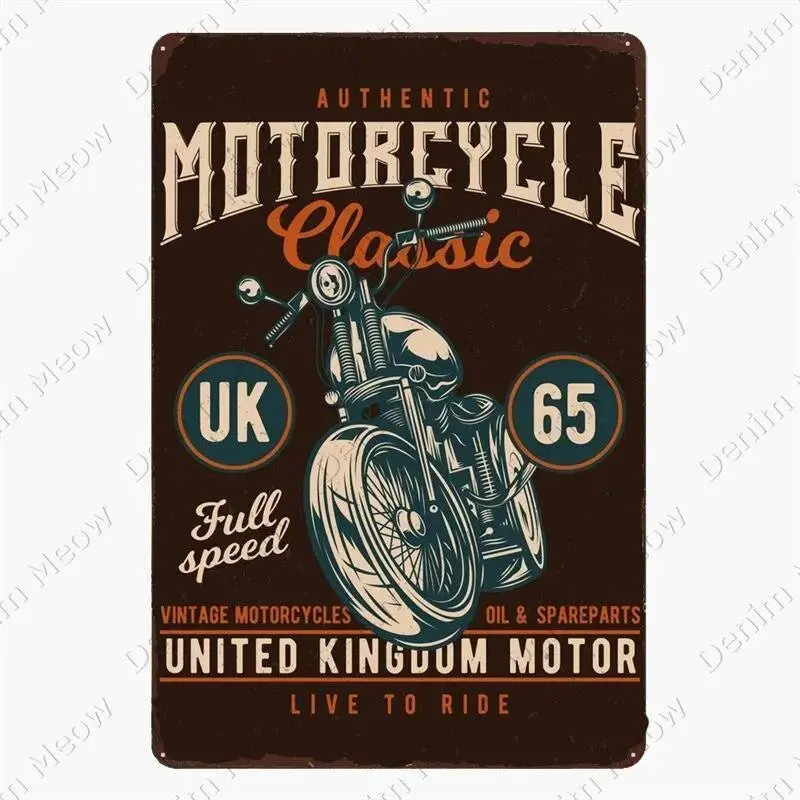 Plaque décorative métalique Moto Garage