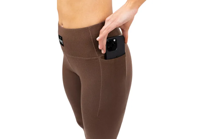 Collants côtelés en laine mérinos avec poches