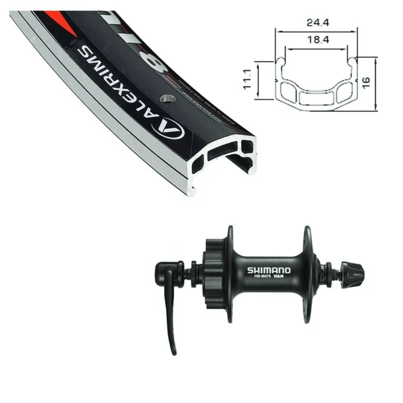 Alexrims avant / Deore 475 noir 6 boulons