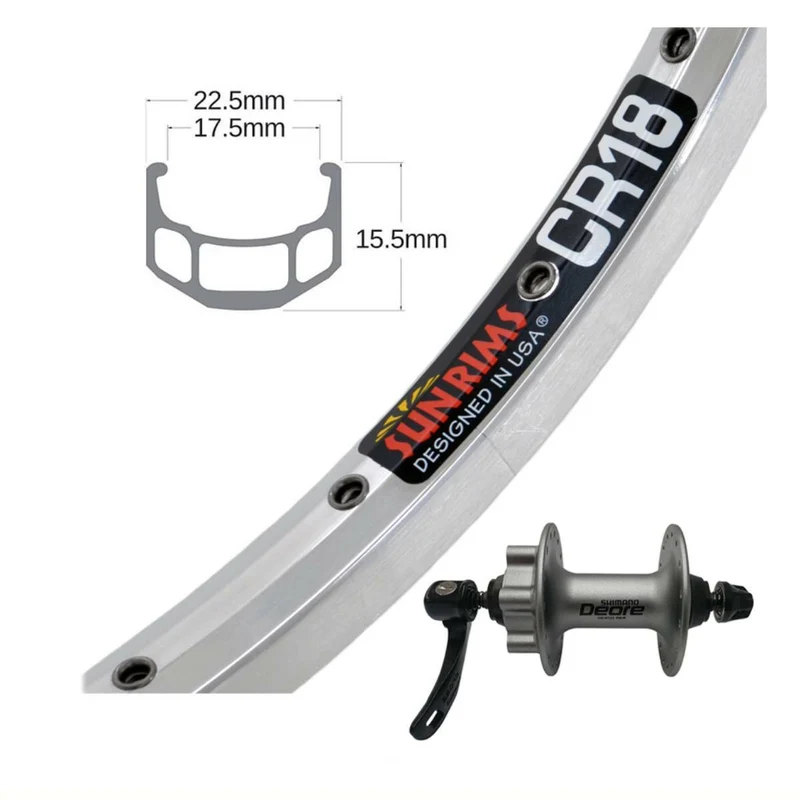 Roue sun rim - cr-18 argent - avant Deore 6 boulons