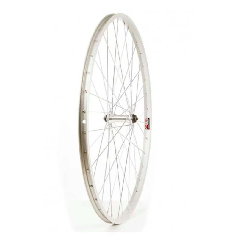 Front 27 pouces wheel, alex c303 silver sw/joy tech jy-301, 36 steel spokes, 5/16 pouces bolt-on axle