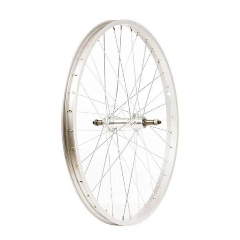 Rear 26 pouces wheel alex c1000 silver / fm-31 silver, 36 steel spokes, qr axle, for freewheel