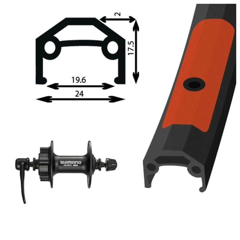 Roue avant Damco 700c alliage disque noir (double paroi) Deore 475 disque 6 boulons