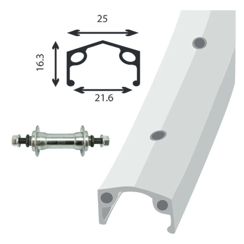 Roue 24" x 1.75 alloy silver (single wall)