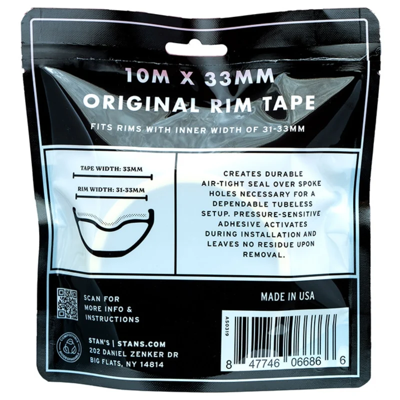 Fond de jante Tubeless Stans No Tubes 10m x 33mm