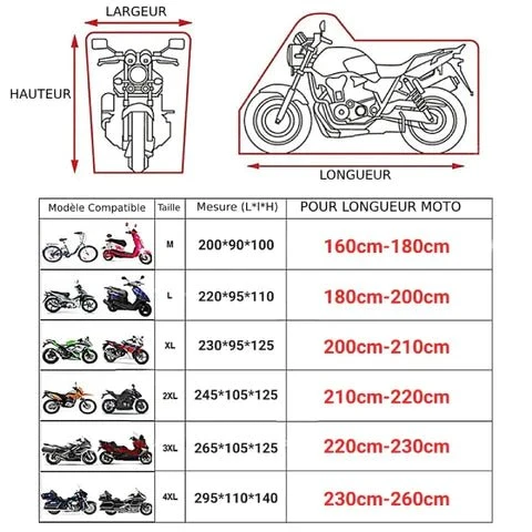 HOUSSE DE PROTECTION POUR MOTO Hiver / Été