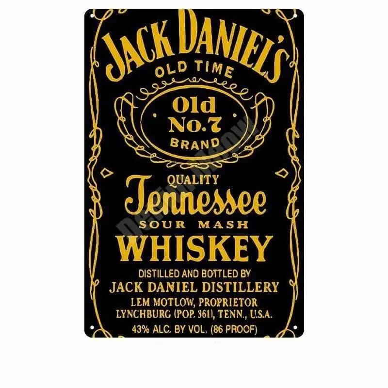 PLAQUE MÉTALLIQUE DECORATIVE " Jacks Daniel's"