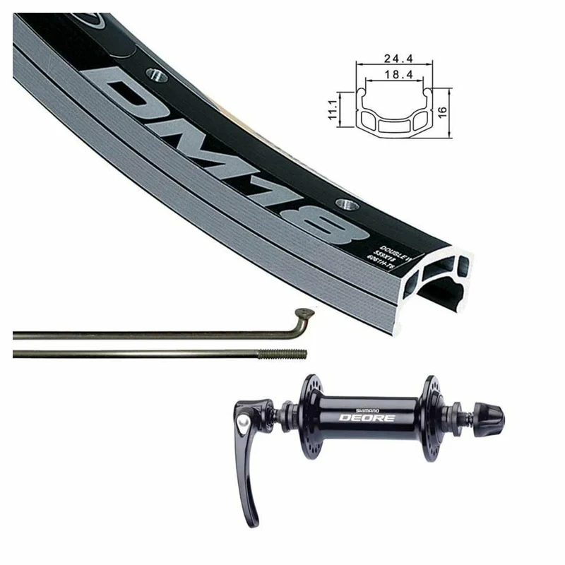 Wheel shop, alex dm18 noir/ Shimano Deore fh-t610, roue, arrière, 700c / 622, trous: 36, qr, 135mm, sur jante, Shimano hg
