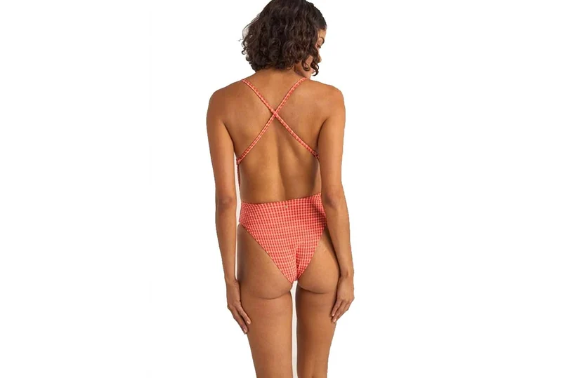 MAILLOT DE BAIN UNE PIÈCE LOLA À CARREAUX ET DOS CROISÉ