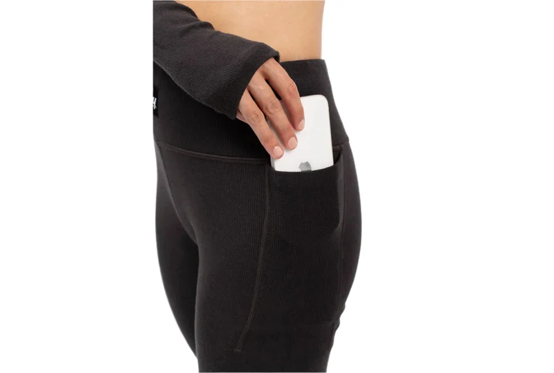 Collants côtelés en laine mérinos avec poches