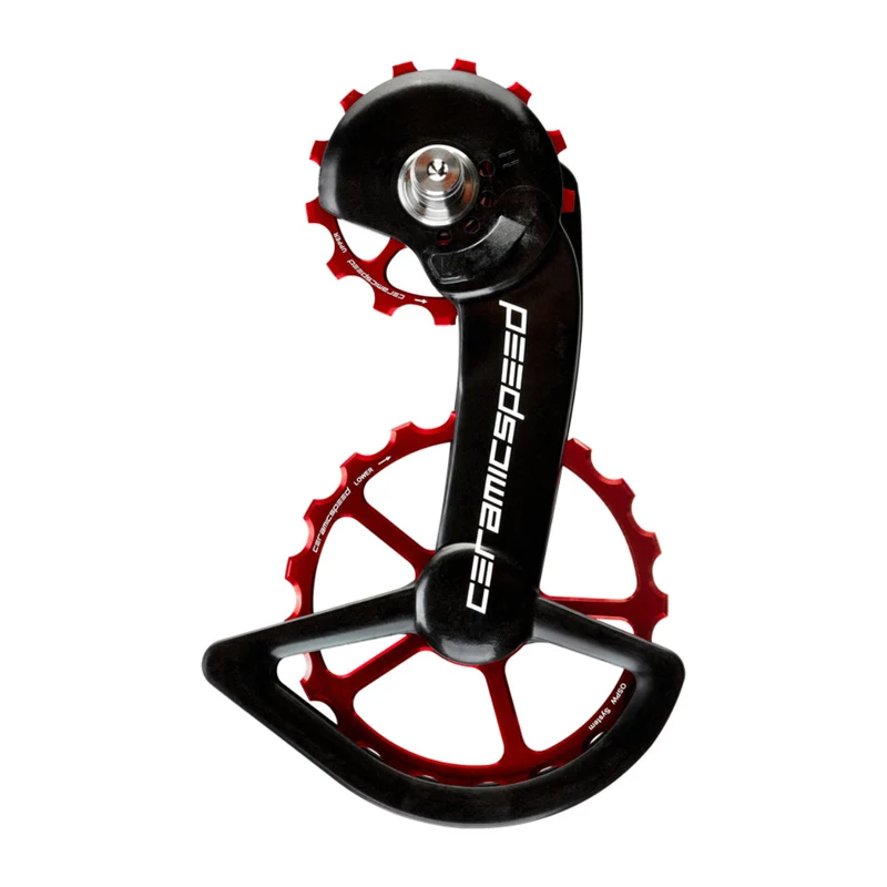 Ensemble de poulies CeramicSpeed surdimensionnées OSPW - Shimano R8100/R9200 Rouge non-coated
