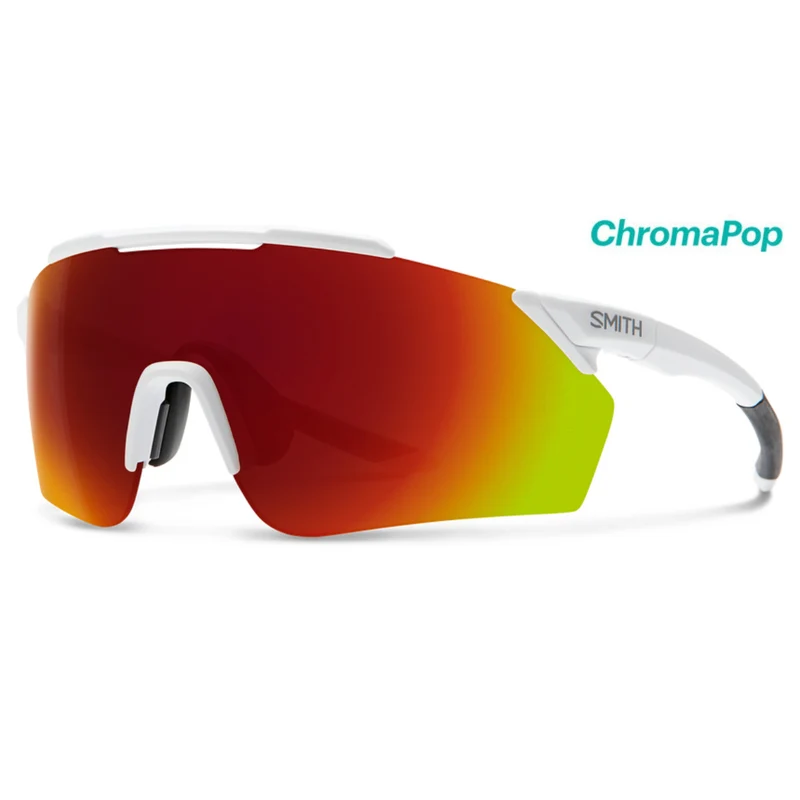 Lunettes Smith ruckus blanc mat (lentille chromapop rouge miroir)