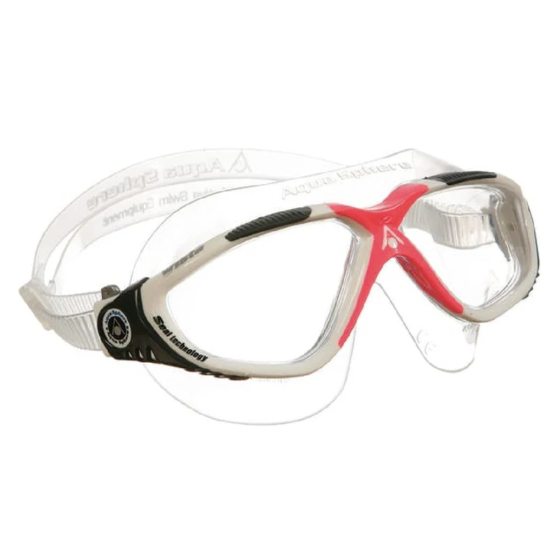 Lunette natation Aquasphere Vista clear lens - rouge/gris/blanc