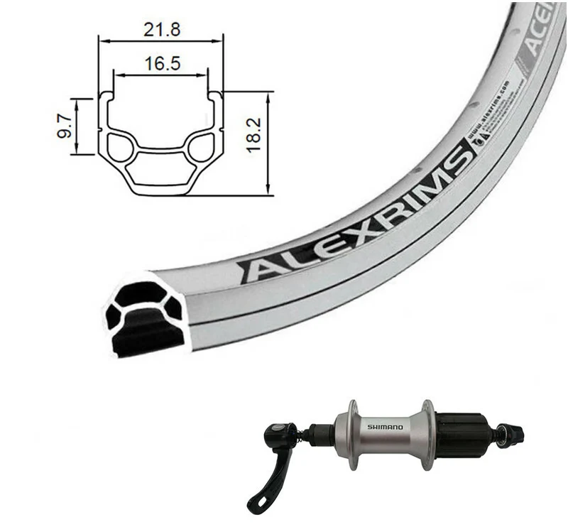 Roue arrière alex ace-18 700c argent Alivio hb-m430