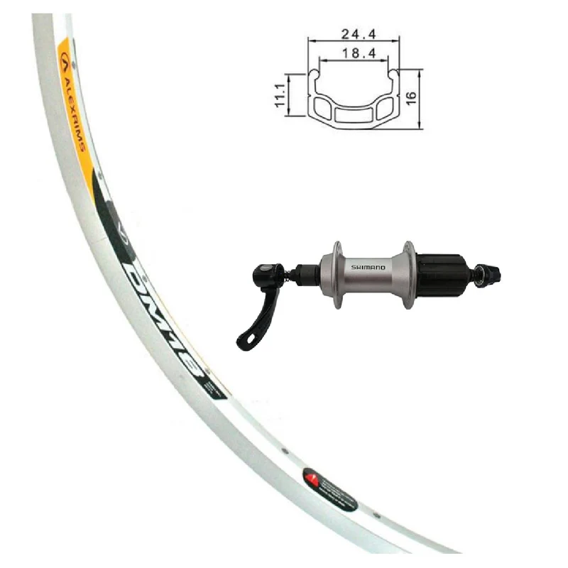 Alexrims roue arr dm-18 26po argent shim rm-60 8vit qr
