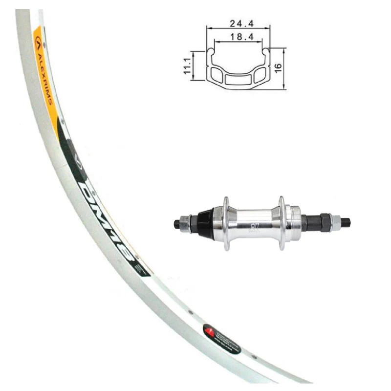 Roue arrière alex dm-18 26po argent roue libre ecrous