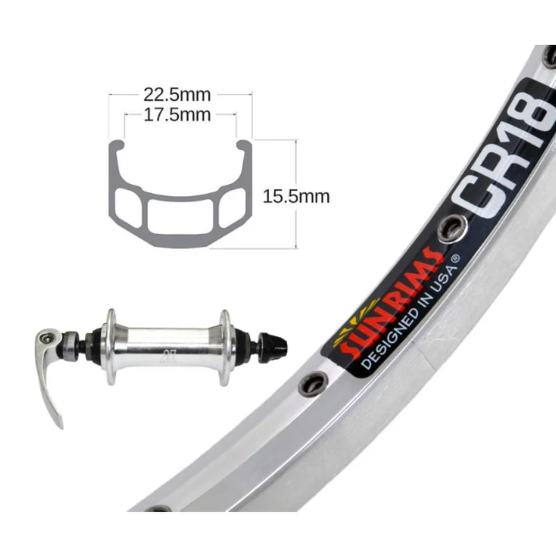 Roue arrière Damco SunRims CR-18 27x1-1/4 roue libre écrous argent