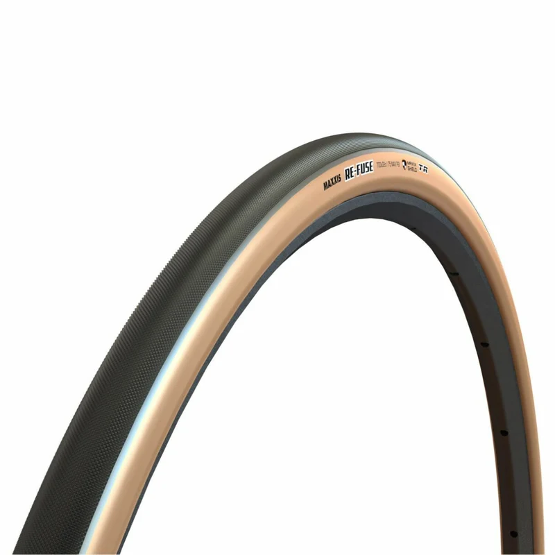 Maxxis, Re-Fuse, 700x32C, Folding Carbon Bead, Dual, Tubeless Ready, MaxxShield, 60TPI, 120PSI, Beige