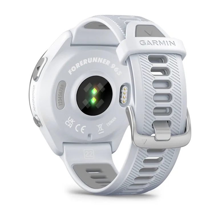 Forerunner® 965 blanche avec lunette en titane et bracelet en silicone blanc/gris