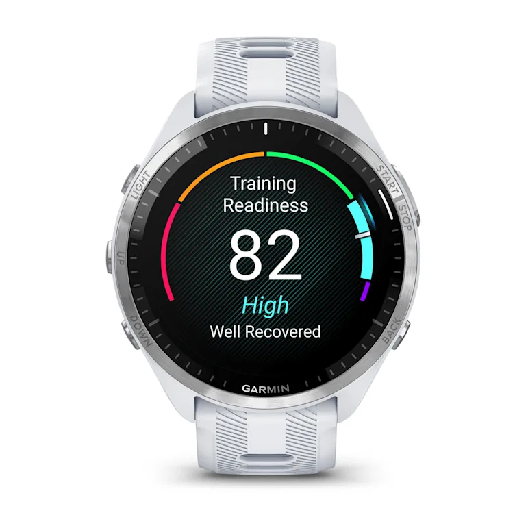 Forerunner® 965 blanche avec lunette en titane et bracelet en silicone blanc/gris