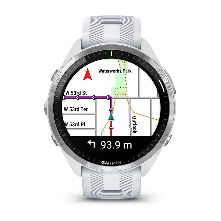 Forerunner® 965 blanche avec lunette en titane et bracelet en silicone blanc/gris