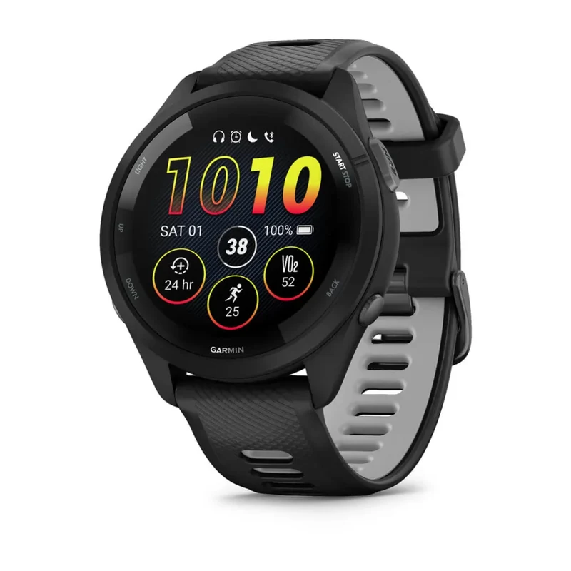 Forerunner® 265 noire avec bracelet en silicone noir/gris