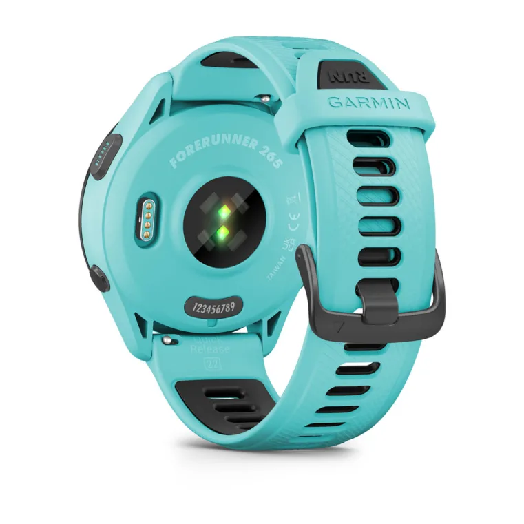 Forerunner 265 turquoise avec bracelet en silicone turquoise/noir