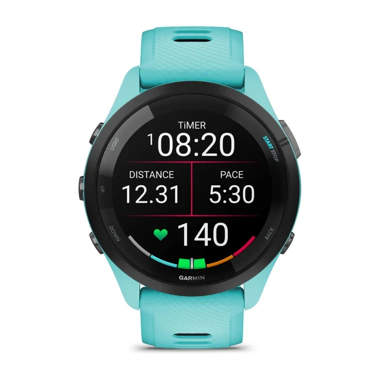 Forerunner 265 turquoise avec bracelet en silicone turquoise/noir