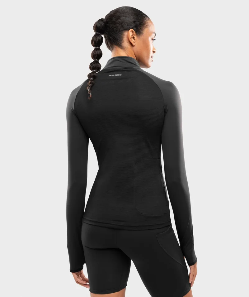 Pull running demi-zip femme Center Black