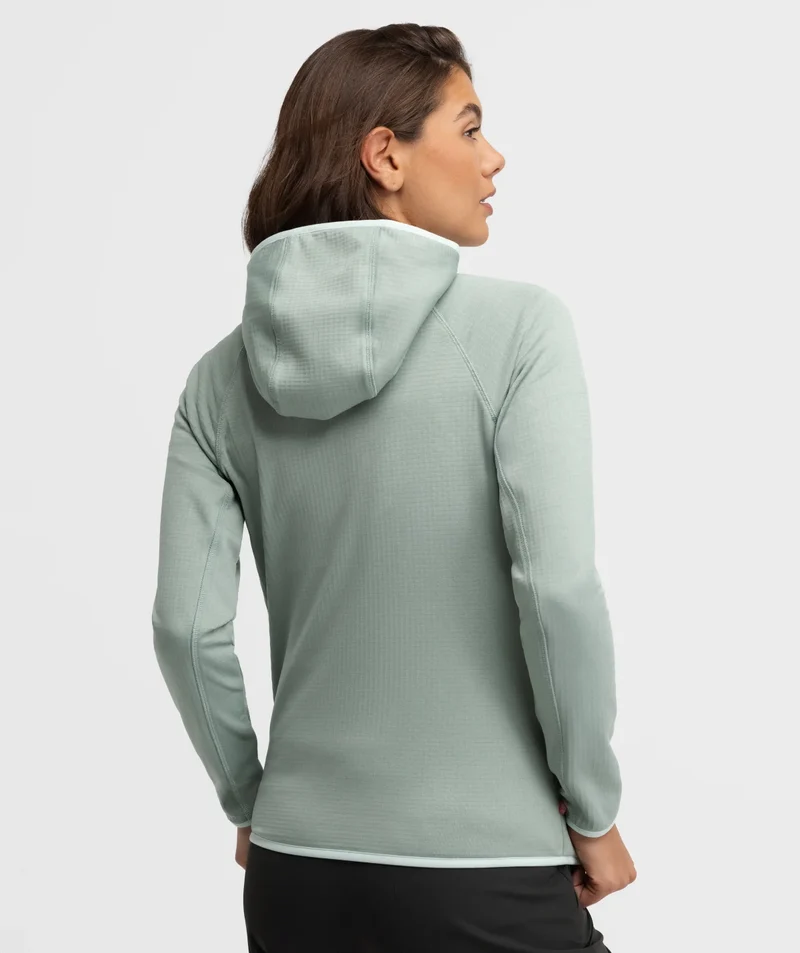 Veste polaire légère à capuche randonnée femme Ember Green