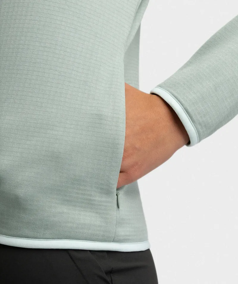 Veste polaire légère à capuche randonnée femme Ember Green