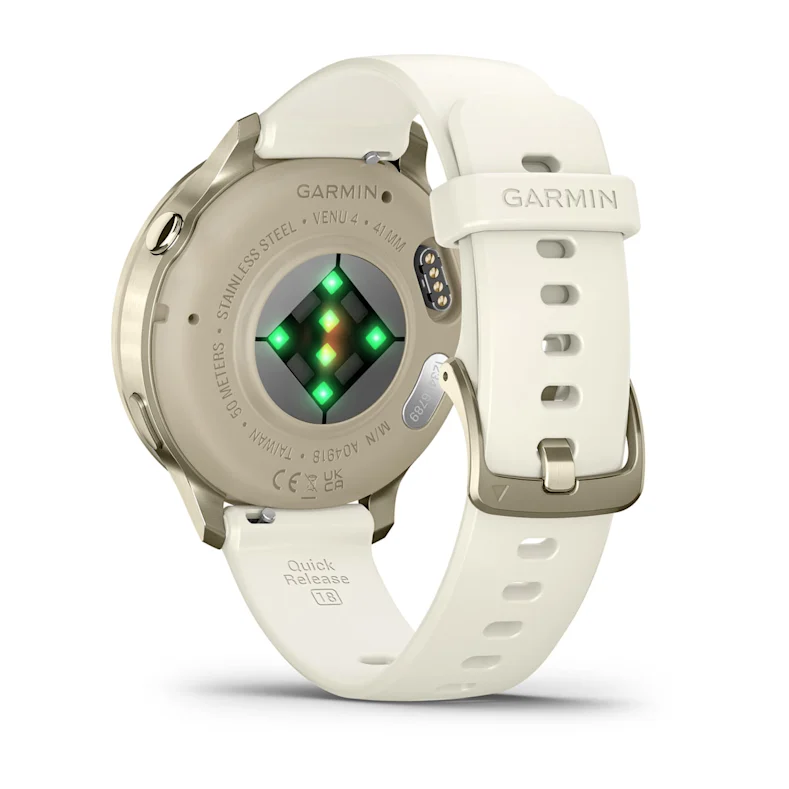 Montre de Sport Garmin Venu® 4 - 41 mm Lunar Gold avec bracelet en silicone ivoire
