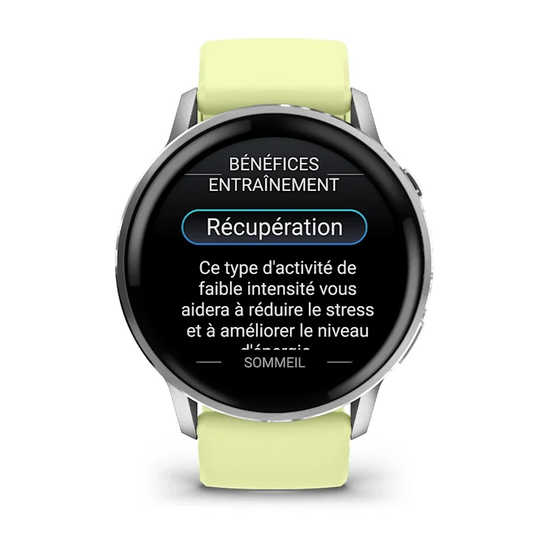 Montre de Sport Garmin Venu® 4 - 45 mm Silver avec bracelet en silicone jaune citron