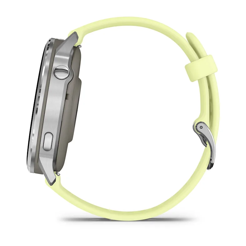 Montre de Sport Garmin Venu® 4 - 45 mm Silver avec bracelet en silicone jaune citron